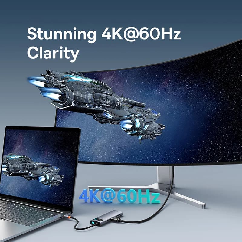 7-in-1 USB-C hub ar 4K HDMI un PD 100W